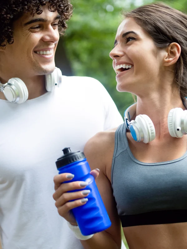 Group of people talking and smiling